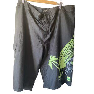 Hawaiian Performance Surfwear black boardshorts swim trunks tropical men 42